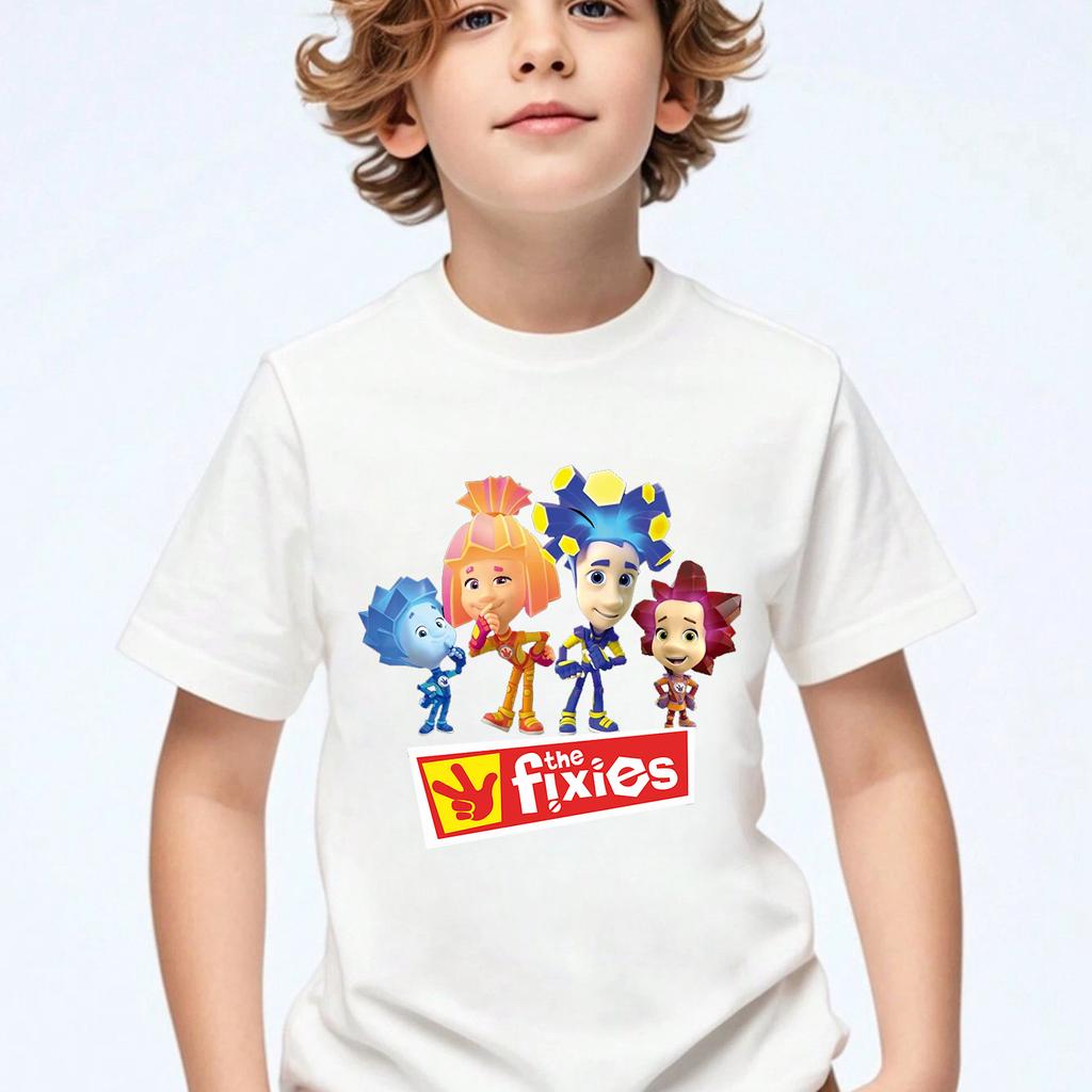 New The Fixies Cartoon Printed Boys Girls T-shirt Summer Round Neck Short Sleeve Fashion Casual Tops Children's T-shirt Clothing