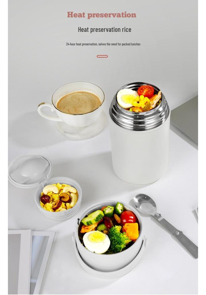 304 Stainless Steel Double-Layer Vacuum Insulated Thermal Flask and Lunch Box, 1050ML