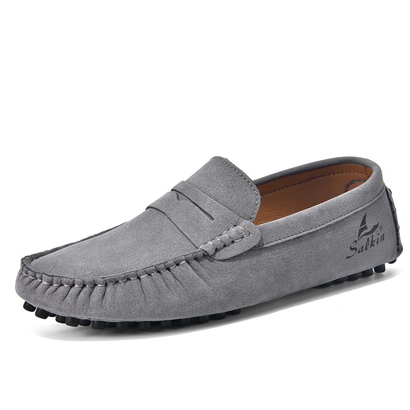 Fashion Suede Leather Mens Handmade Loafers Male Casual Driving Flats Slip-on Shoes Handmade Comfy Moccasins Leisure Walk Business Shoes