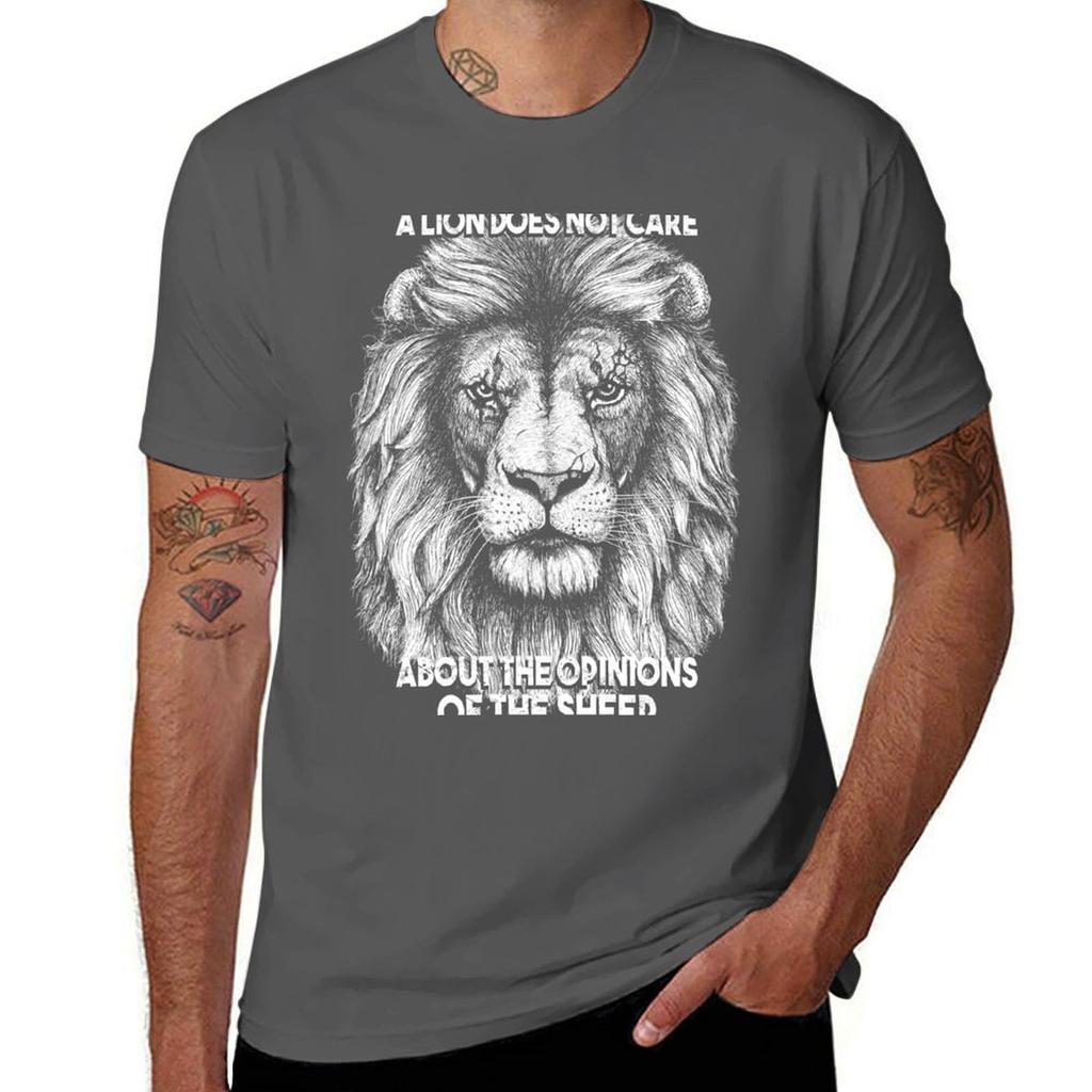 A Real Lion Does Not Care About the Opinions of the Sheep Tshirt Oversizeds Funnys Sweat Oversized T Shirts for Men