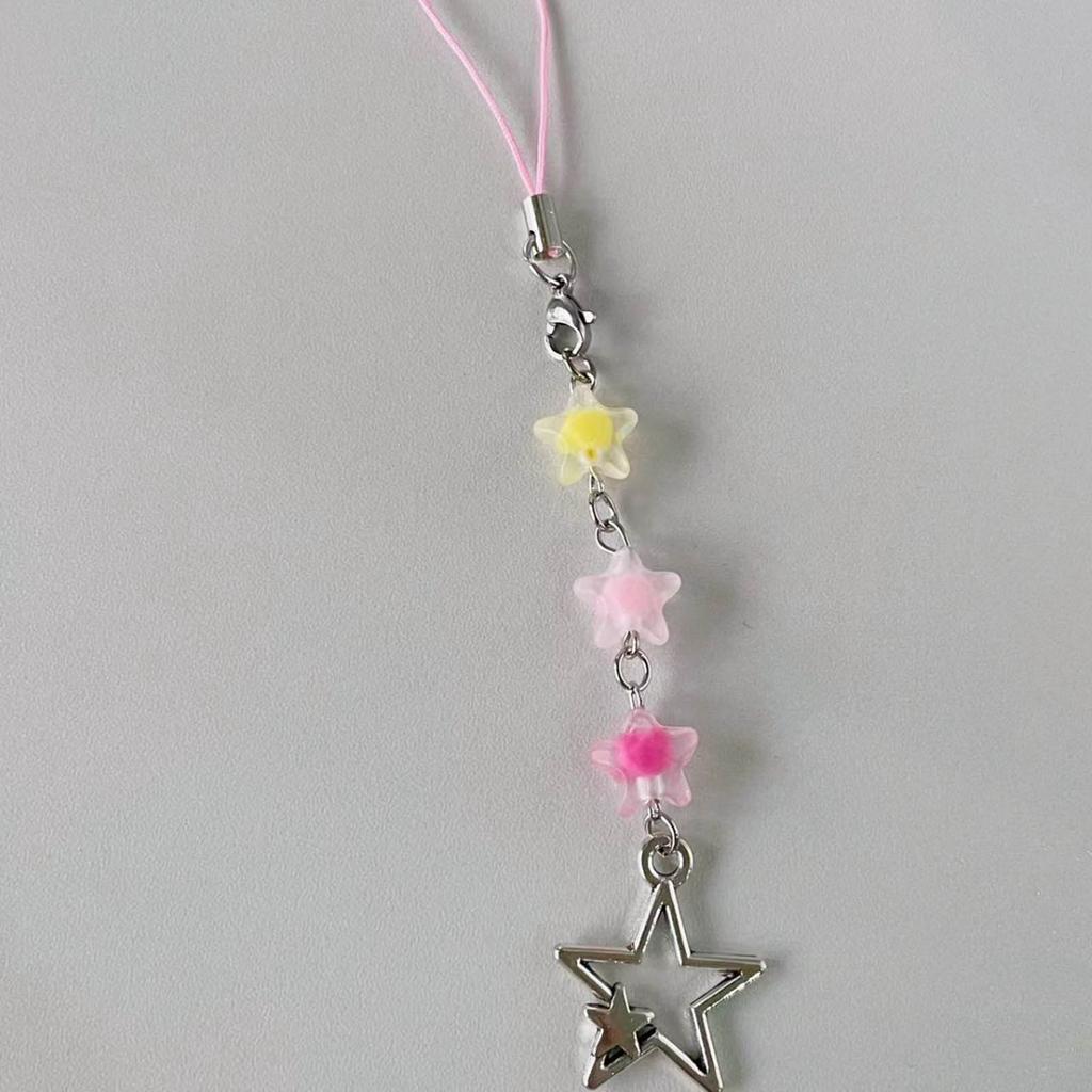 Unique Guitar Star Beaded Cellphone Charm Phone Chain Bag Pendatn Keychain Accessory for Music Enthusiasts