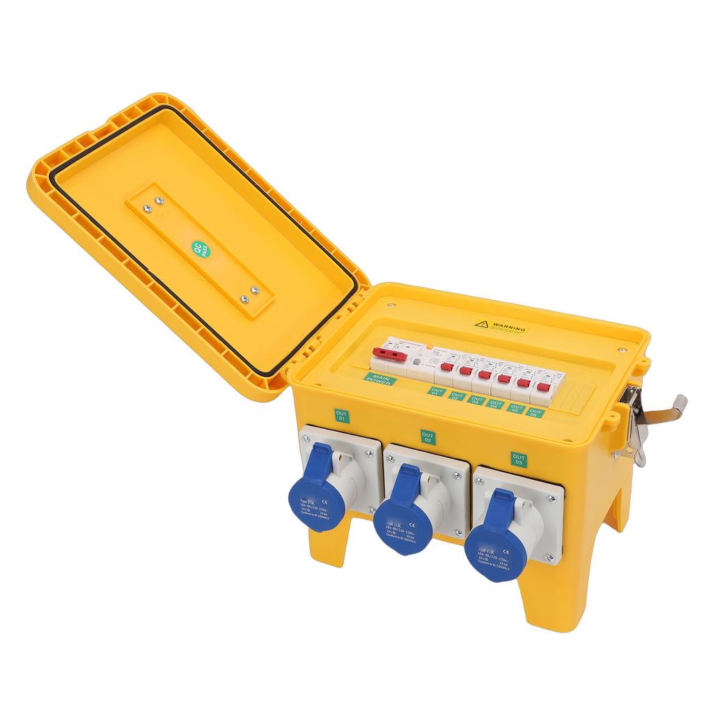 Portable Power Distributor 3 Pin CEE Outlets and 3 Prong Female Sockets Water Proof Receptacle Box for Indoor Outdoor
