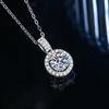 Sterling Round Moissanite Zircon Pendant Necklace Women Lightweight Minimalist Chain Jewelry