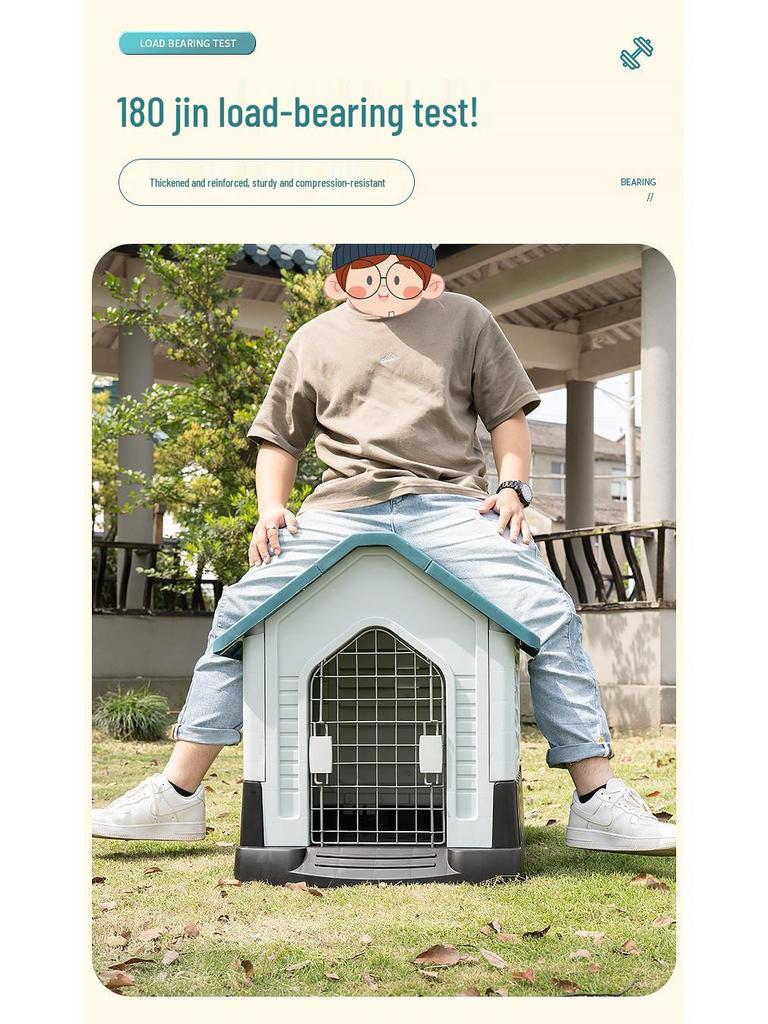 Large Outdoor Dog House with Sun Protection and Heat Insulation for Dogs Under 90 Jin, Suitable for Border Collies and Huskies