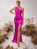 European & American Fashion Ruched One-Shoulder Bodycon Slit Evening Dress – Sexy Goddess Style