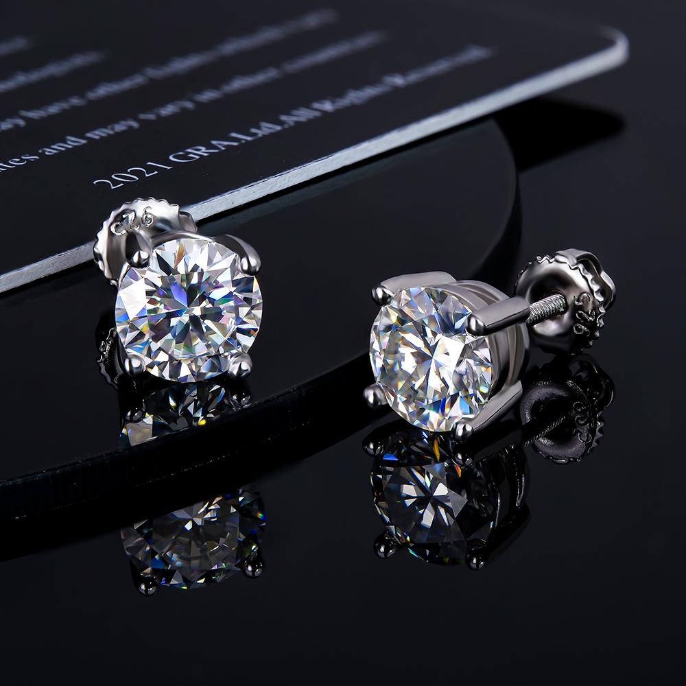 6mm 0.8ct Sparkling Party Fine Jewelry Gifts 925 Silver White Mossanite Moissanite Stud Earrings for Gift
