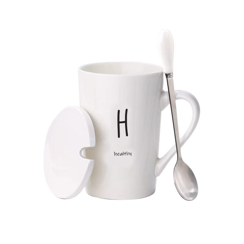 Qiwei Ceramic Mug with Lid and Spoon