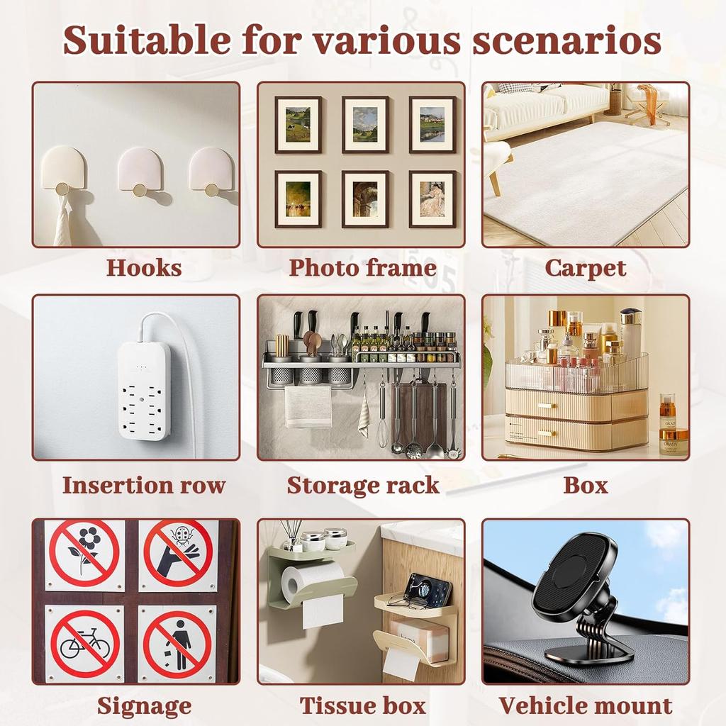 Double Sided Adhesive Pads for Mounting, 60 Pcs Double Sided Mounting Tapes Pre-Cut Sticky Tack Strong Removable Sticky Pads for Papers Door Metals