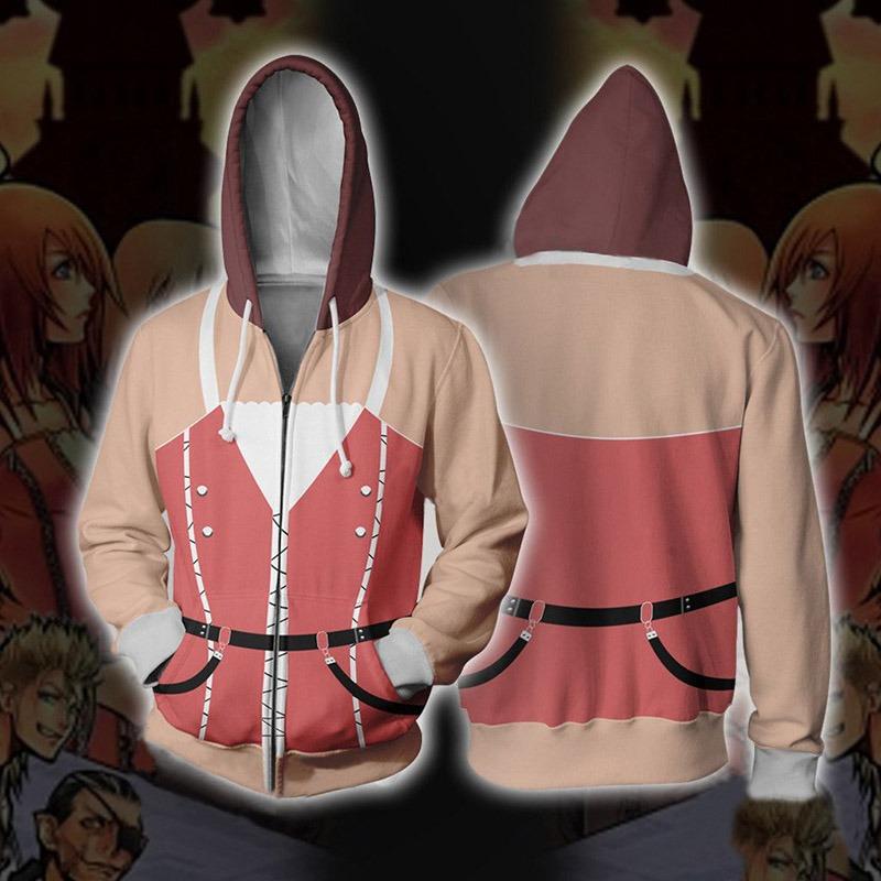 Sudadera con capucha y cremallera 3D de Anime Kingdom Hearts, sudadera de cosplay, chaqueta con capucha para hombre