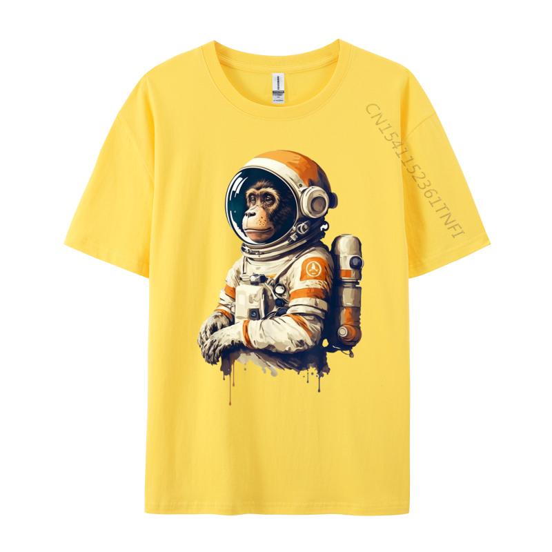 space vintage travel astronaut monkey astronaut Custom Camisa T-Shirt Tops Tees Retro Cotton Normal Clothing Shirt