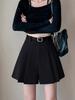 Women's High Waist Pleated Shorts Loose Fit A Line Skort Summer Sweet Casual Wide Leg Suit Shorts