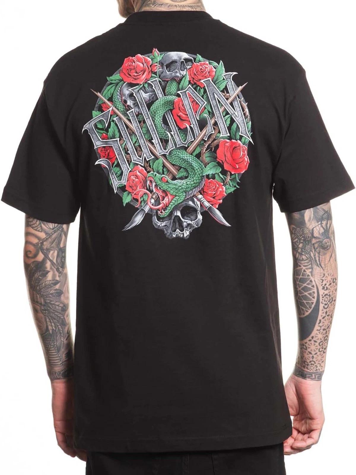 Sullen Men s Viper Badge Short Sleeve Standard T-shirt Tattoo Style Snake Tee S
