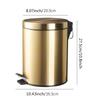 5L Champagne Gold Pedal Trash Can with Lid for Kitchen Use