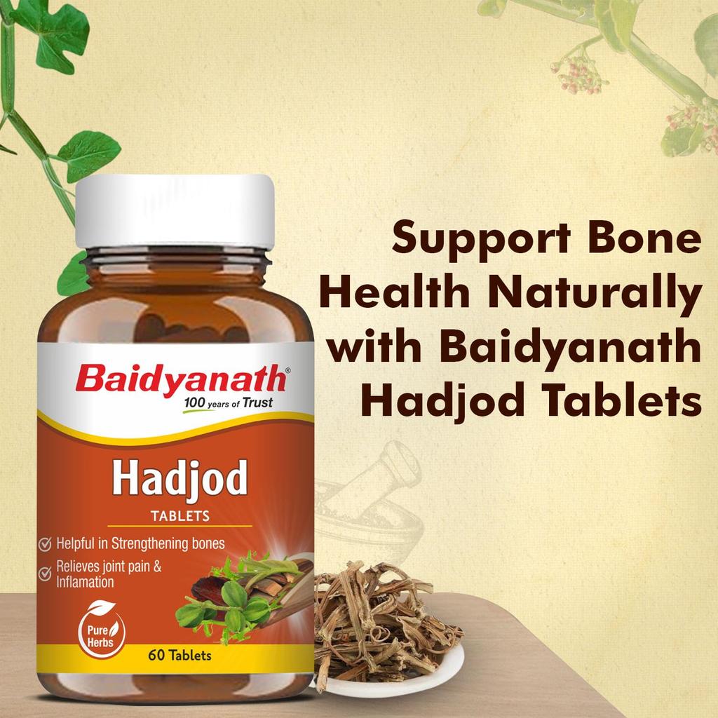 Baidyanath Ayurved Hadjod Herbal Tablets 250 Mg 60 Tabs X Pack Of 2 Natural Ayurvedic Wellness Daily Support Pro