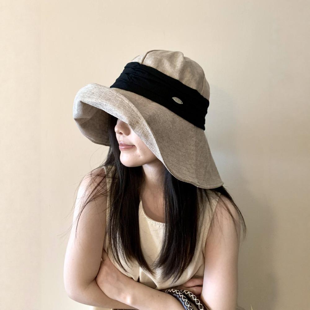 

Cotton Linen Cotton Linen Fisherman Hat Wide Brim Sunshade Hat Casual Summer Sun Hat Beach сірий