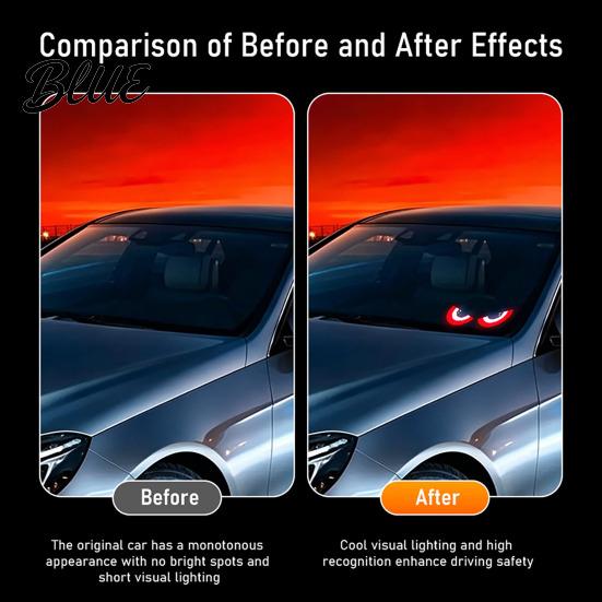 Wireless Automotive Led Light Solar Demon Eye Car Window Light Dynamic LED Night with Smart Usb Rechargeable Sensor Modes Suction Cup USB