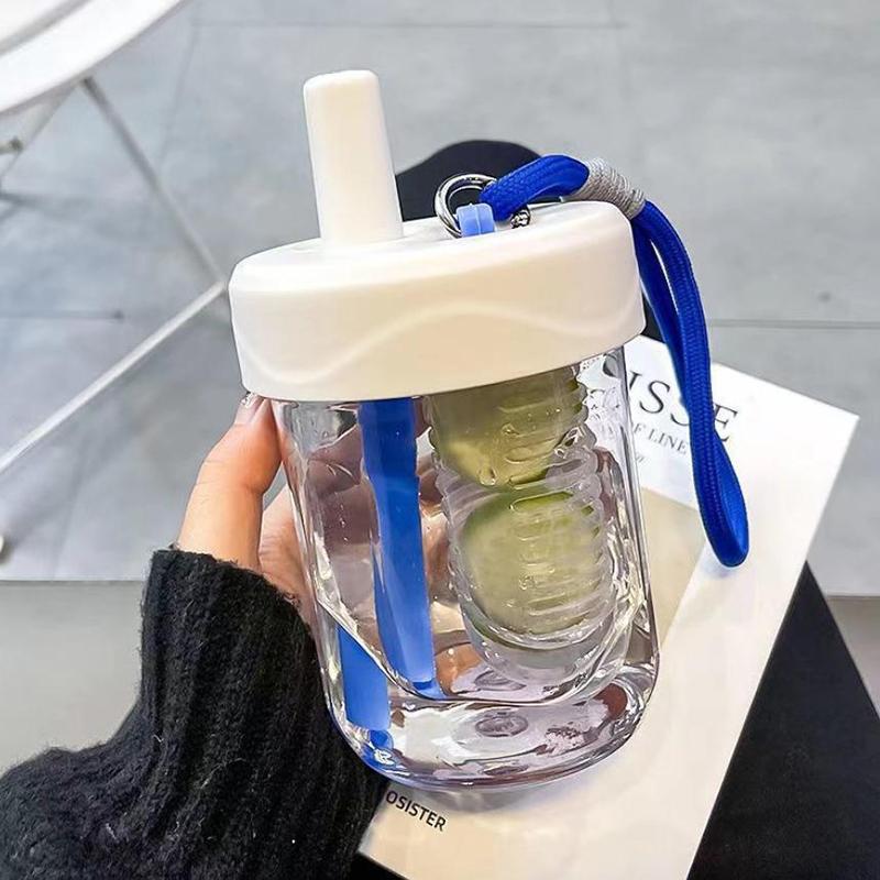 600ml hrnek se slámkou a nepropustným víčkem pro dámy, roztomilý, potravinářský, žáruvzdorný, s filtrem na oddělení čaje, s uchem, na vodu