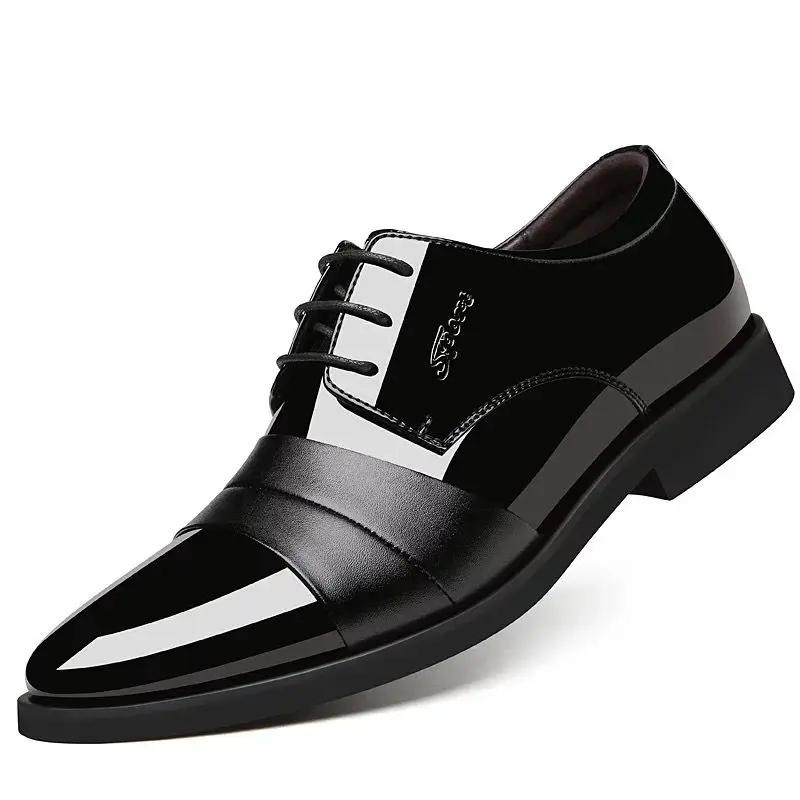 Fashion Black Dress Shoes Man Spring Autumn Social Shoe for Men Brown Pointed Toe Official 2024 Trend Italian Gentleman Low Price Party