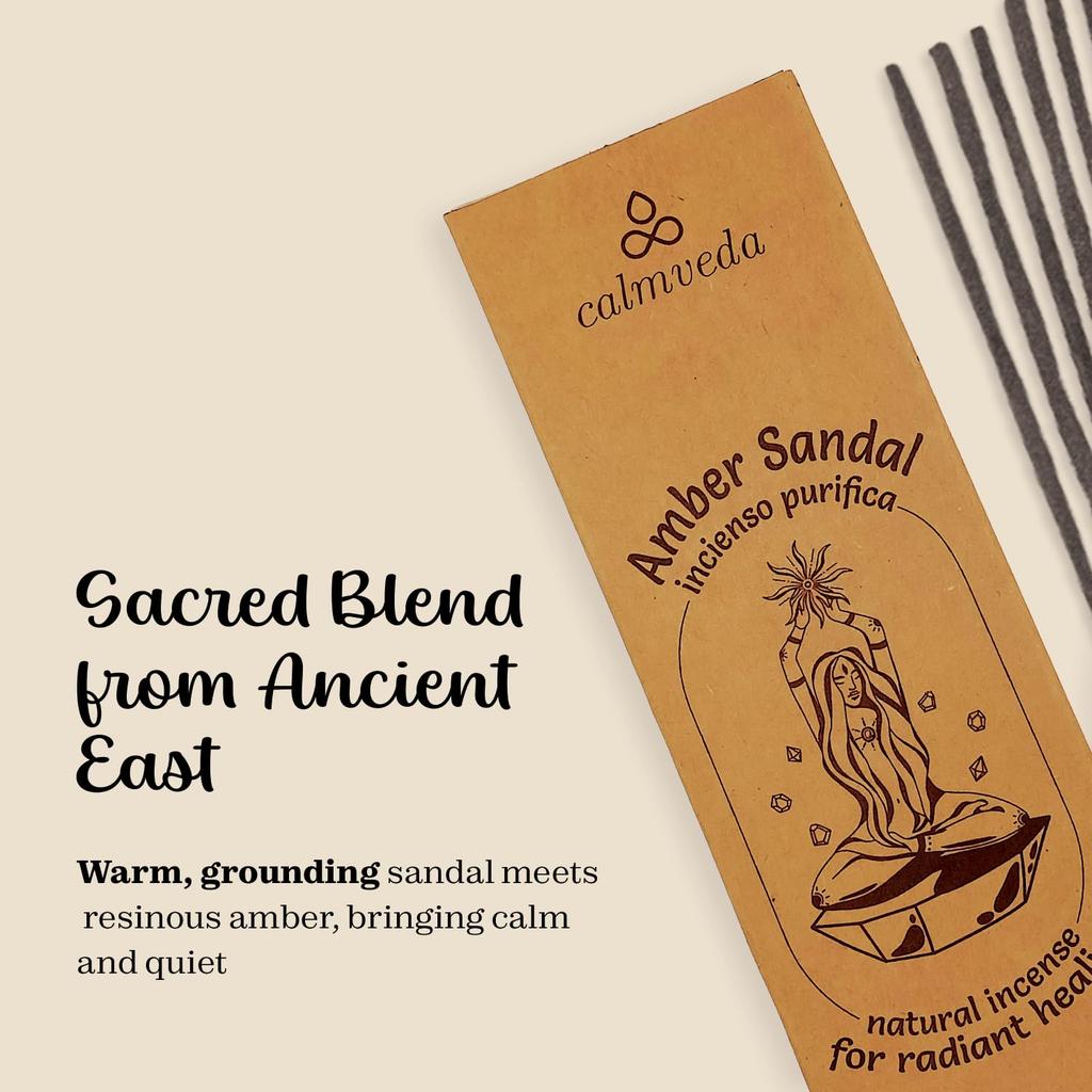Sandalwood Amber Incense Sticks Resin - 40+ Sticks, 9 Inch