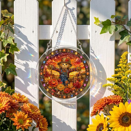 Yangyizhi Acrylic Jigsaw Puzzle Suncatcher, Stained Glass Style Halloween Skeleton Ghost Sun Catcher for Gothic Window Wall Hanging Decor
