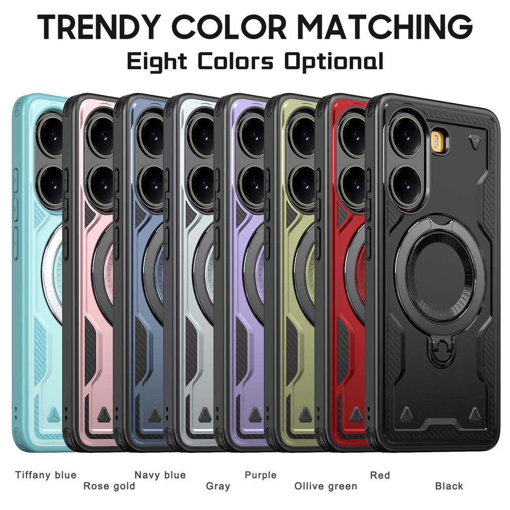 Shockproof Bumper For POCO X7 Pro Magnetic Ring Rotating Folding Bracket Phone Case For POCO F7 Ultra X6 M6 Pro Dual Layer Cover
