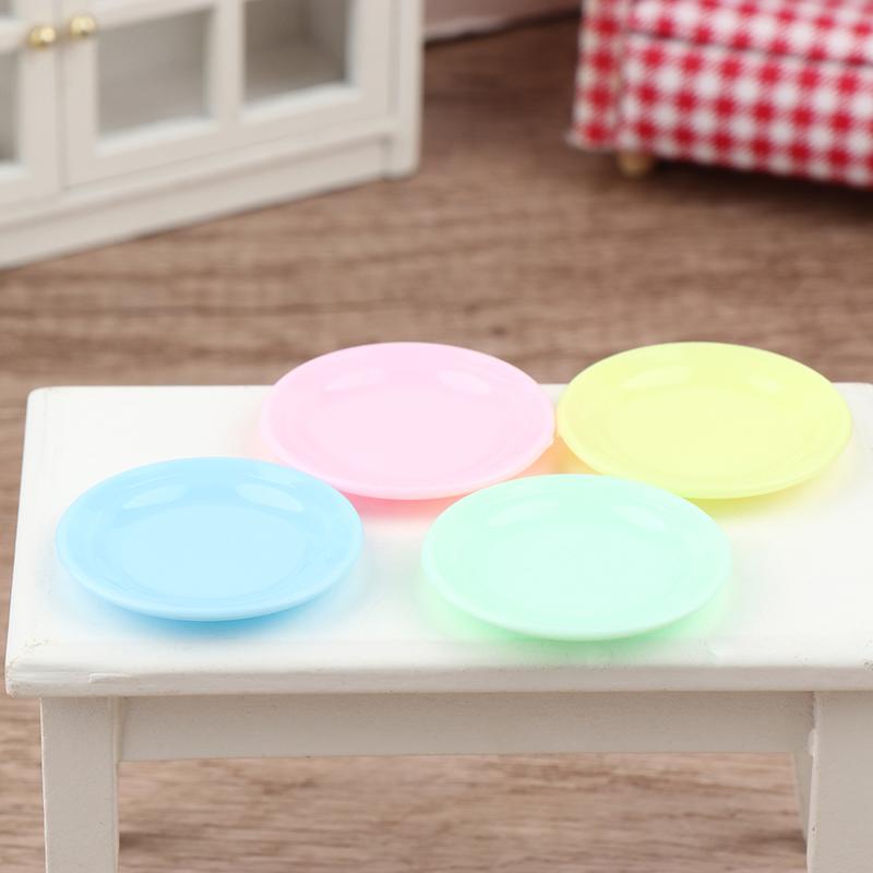 5Pcs Dollhouse Mini Food Plates Dollhouse Simulation Dining Plate Dolls House Kitchen Accessories Pretend Play Toys