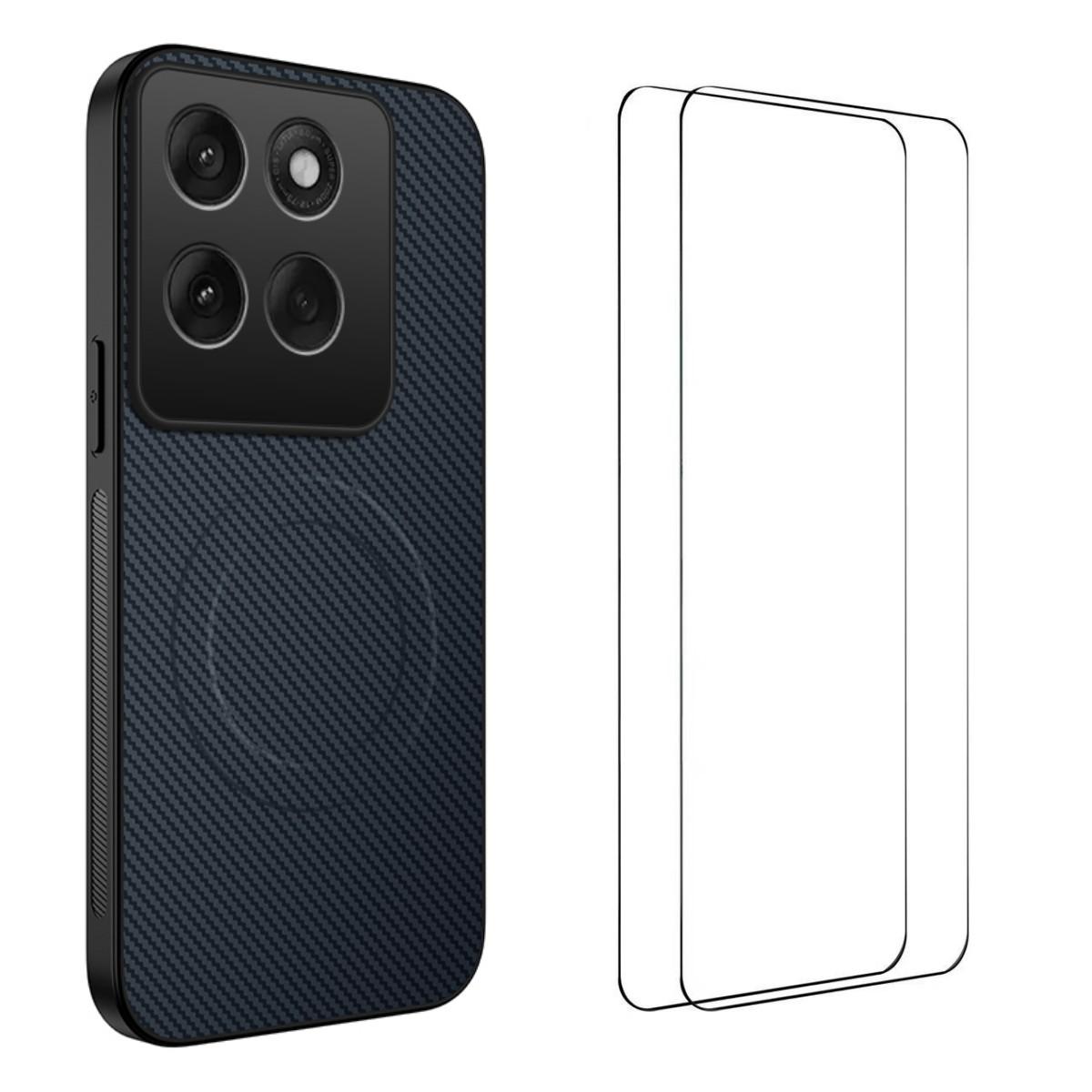 

Магнитный чехол для Motorola Edge 60 Pro 5G WANLONFENG Серии TQ1 Текстура углеродного волокна PC TPU Чехол для телефона с 2 шт. защитных пленок Sapphire