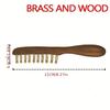 A Golden Sandalwood Copper-Tooth Wide-Tooth Straight Comb,Head Meridian Massage Comb, for Scalp,Suitable for Curly and Long Hair