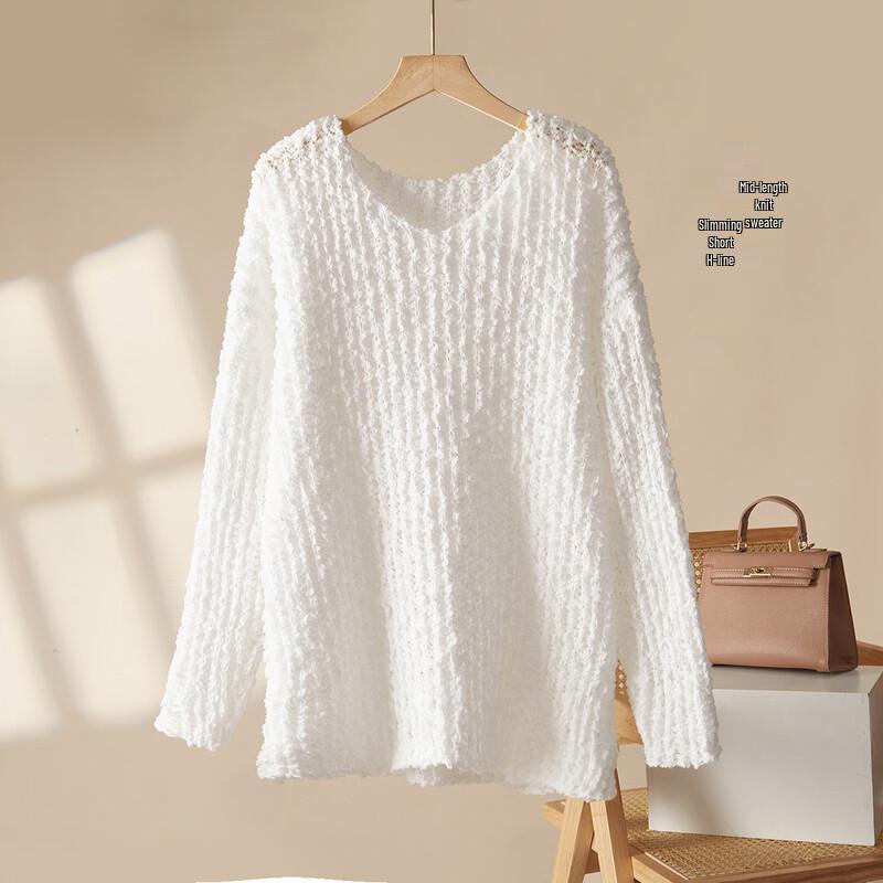 Mokana Women s Relaxed Fit Mid-Length Long Sleeve Knit Sweater One Size