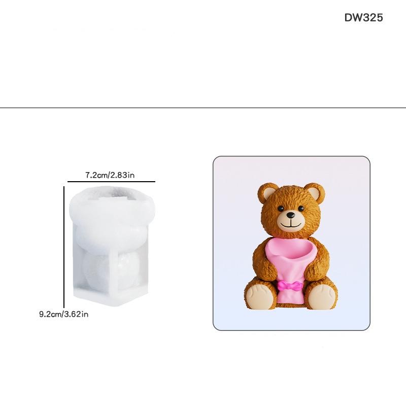 Cute Brown Bear Aromatherapy Candle Silicone Mold Epoxy Resin Cute Bear Mold Gypsum Mold Home Decoration Handicraft Gift
