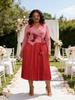 Miyake Plus Size Elegant Casual Pleated Dress with Western-Style Collar - Waist-Cinching Women's Slimming Skirt