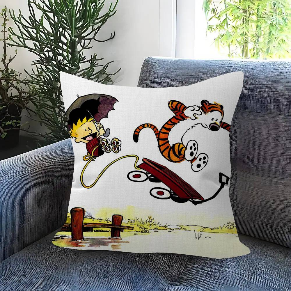 Anime C-Calvin And H-Hobbes Cushion Cover Car Throw Pillow Case For Sofa Car Christmas Gift