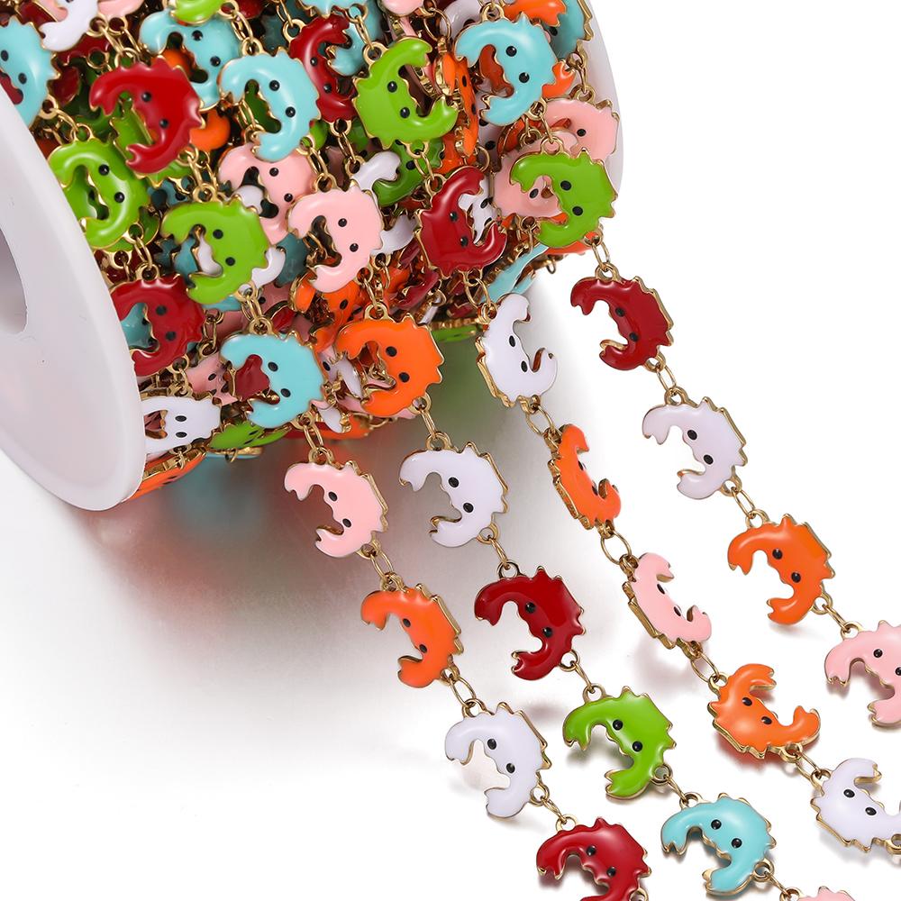0.5m Colored Stainless Steel Enamel Chains Ocean Style Handmade Chains for DIY Bracelet Waist Chain Jewelry Making Chain