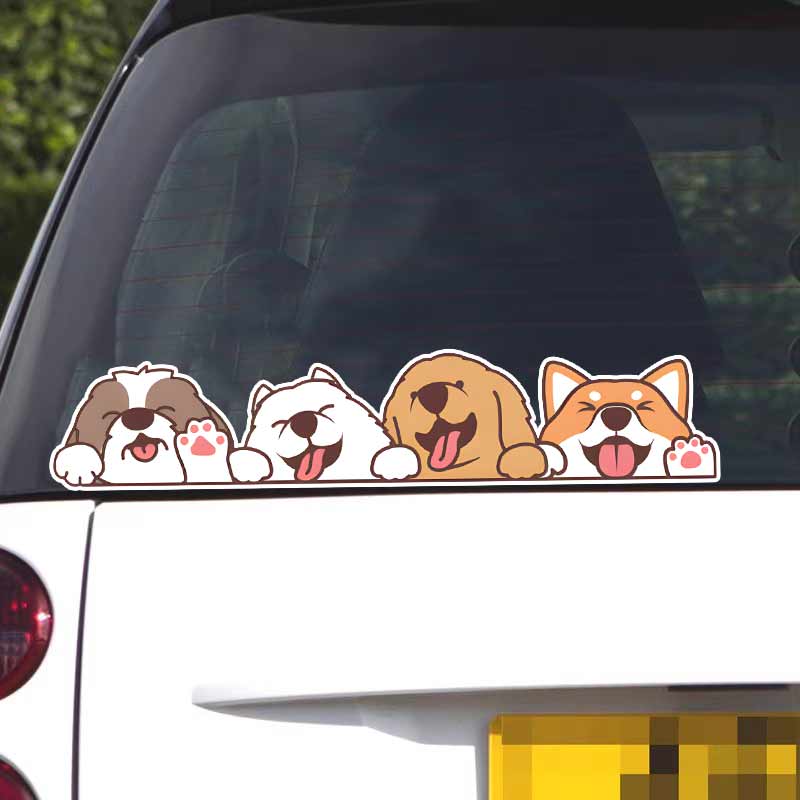 Cute Golden Retriever Shiba Inu Dog Car Sticker Waterproof Vinyl Decal on Bumper Rear Window Laptop Self-adhesive Decal For Car Accessories TM251