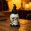 Halloween Totenkopf Statue, Gruselige Harz Hexe Totenkopf Figur, Gotische Skelett Skulptur für Regal, Schreibtisch, Zuhause, Büro Dekoration