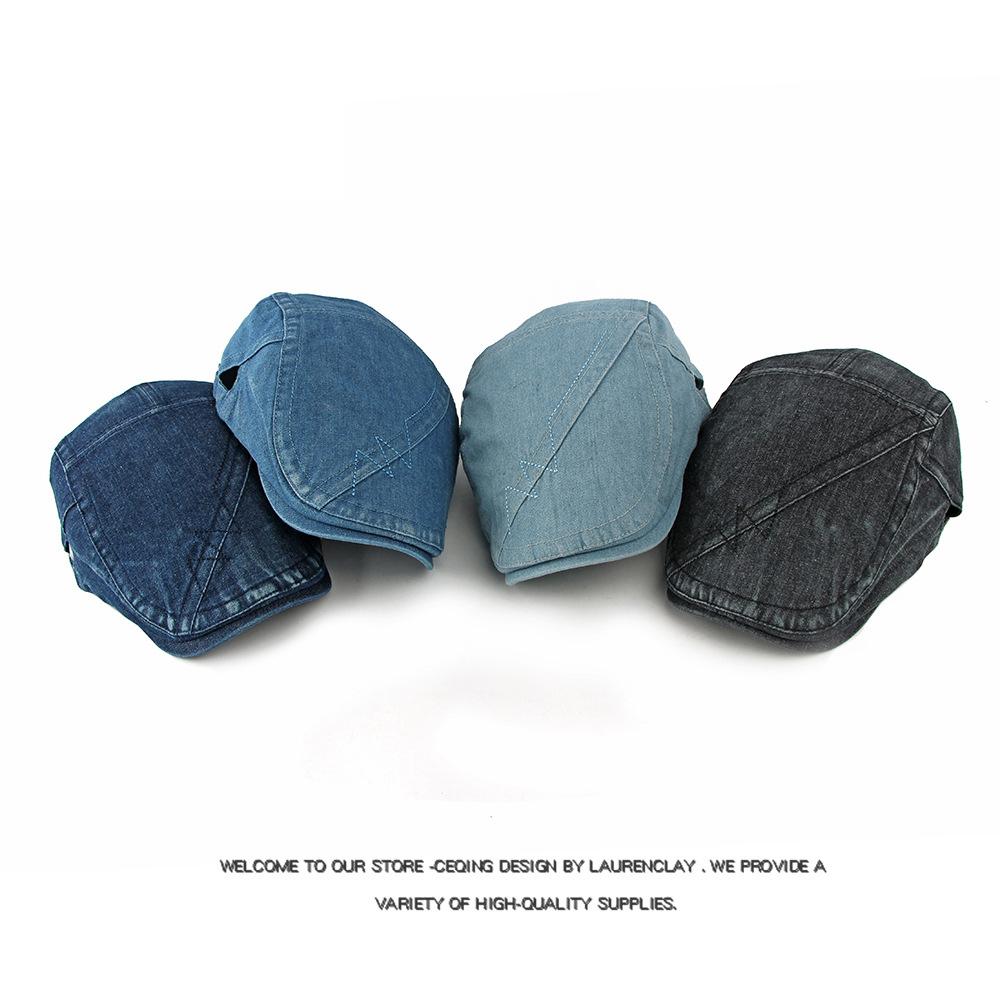 Denim Hat Men Women Beret Spring Summer Cap Stitch Forward Cap