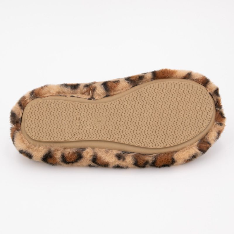 Chaussons à poils imprimé léopard Femme KELARA