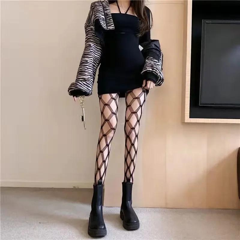 Sexy Women Sheer Pantyhose Tights Seamless Fishnet Nylon Polka Dot Print Black Tight Fish Net Body Stockings Female Hosiery