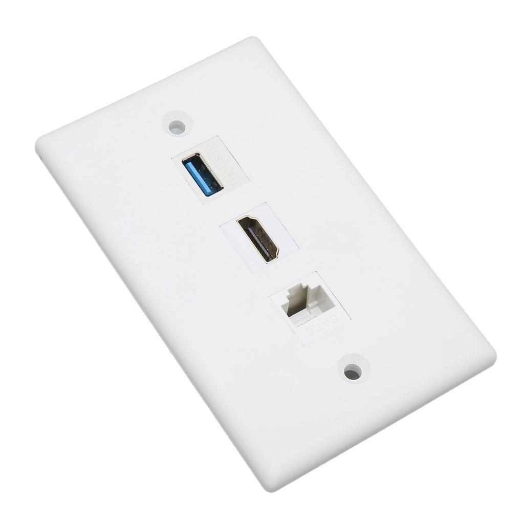 HD Multimedia Interface Wall Plate Solder Free CAT6 USB3.0 HD Multimedia Interface 3 Port Wall Plate Outlet