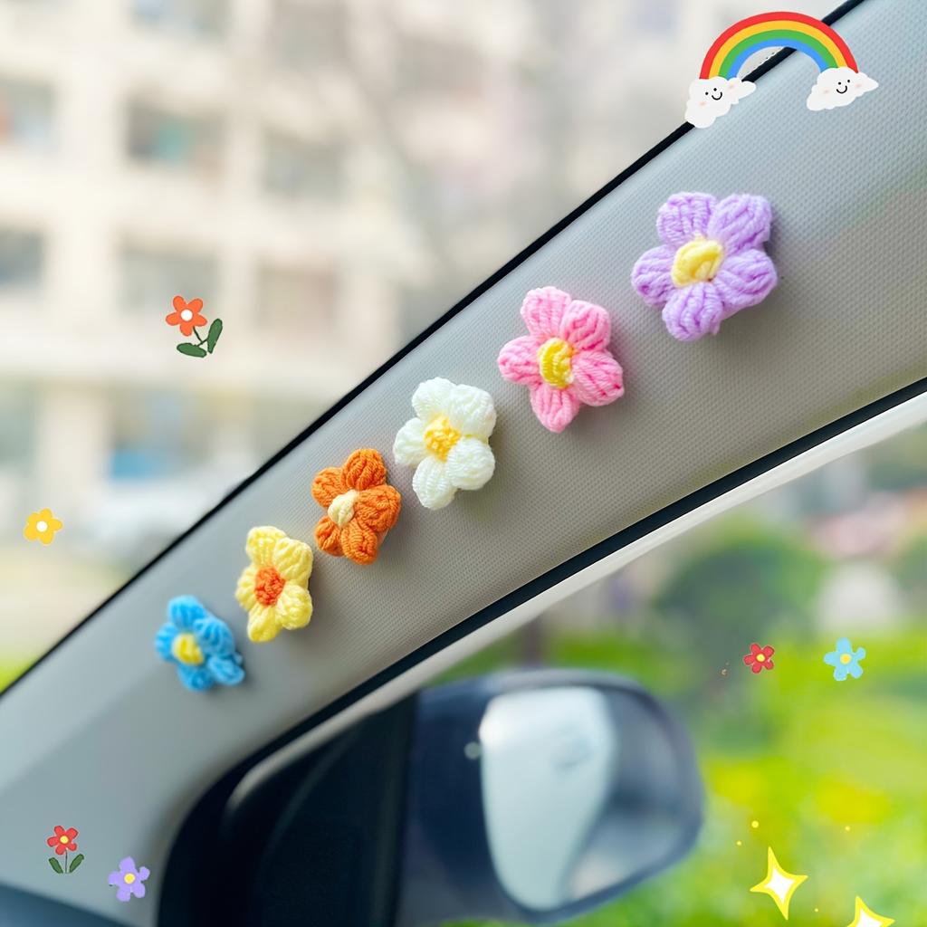 6pcs Flower Creative Car Decoration, Lovely Automotive Accessories, Puff Flower Interior Accessory for Cars