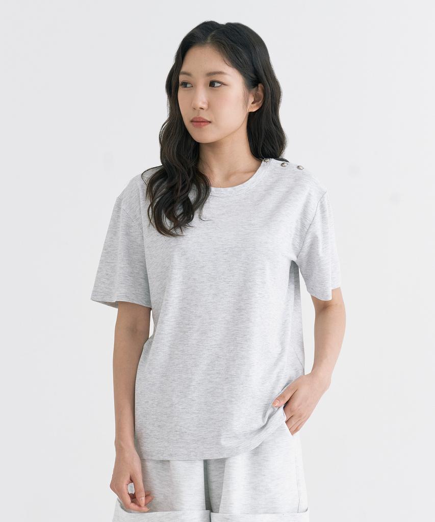 Peulleio Button T-Shirt _ Gray
