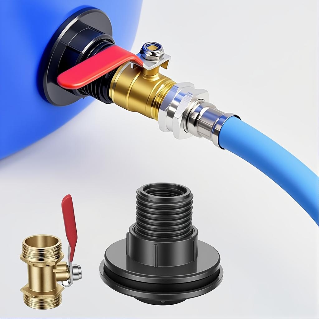 2PCS/Set Rainwater Bucket Connector PVC Bulkhead Joint Adapter Suitable for 1/2"-DN15 External Thread Connector, Ideal for Water Pipes, Outdoor Hoses