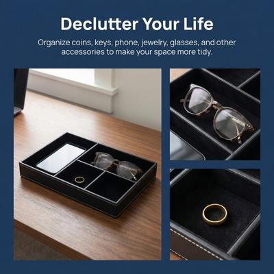 Multi-function Stationery Organizer Leather Key Storage Easy Access Desktop Box  Stationery Hold