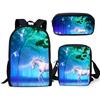 Classic Novelty Unicorn Horse 3D Print 3pcs/Set Pupil School Bags Laptop Daypack Backpack Inclined Shoulder Bag Pencil Case
