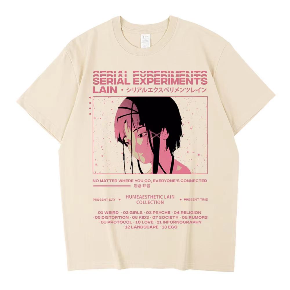 Maglietta in Cotone Serial Experiments Lain per Adolescenti Abbigliamento Coreano Digitale Harajuku Anni 2000 Y2k Maglietta Grafica Estetica Anni '80 Digitale Gotico