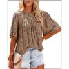 Cute Pleated Flared Sleeve Doll Outfit Round Neck Lace Summer Floral Shirt
