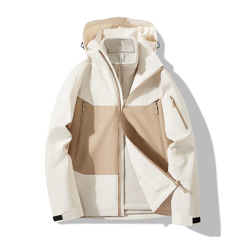 Jacket Women's Three-in-one Waterproof, Windproof and Warm In Autumn and Winter, Two-piece Mountaineering Suit Fashion Couple Coat Male