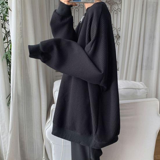 Men Shirt Solid Color Super Soft Loose-fitting Long Sleeve Breathable Decorative Polyester Autumn Spring Men Baggy Pullover Male Tops for School