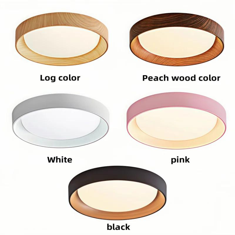 1116 LED Wood Grain Ceiling Round Ceiling Lamp 11cm Ultra-thin Hallway Balcony Lighting Kitchen Three-color Light Changing Lamp