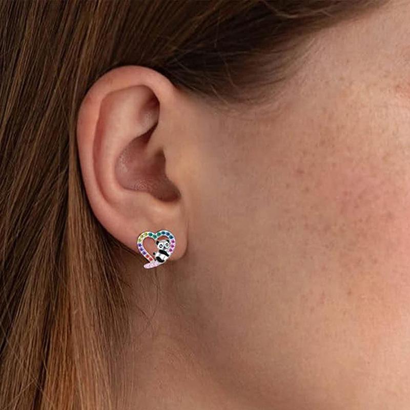 Recommended small stud earrings, trendy ins cute panda drop earrings, cartoon animal earrings